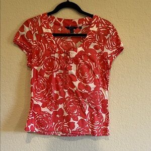 Vintage Boden Pink and White Rose Blouse